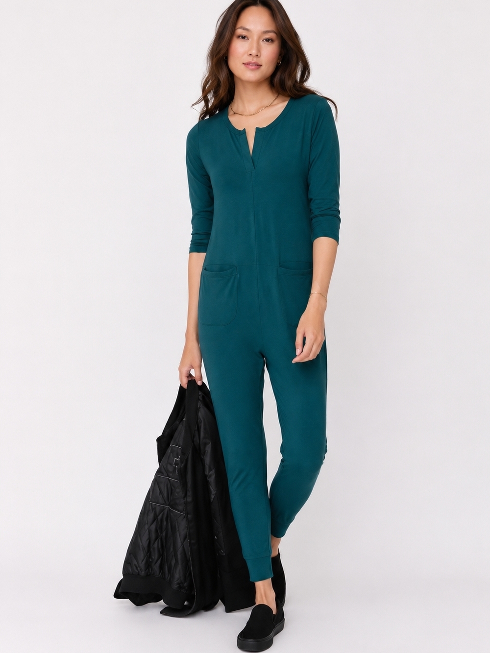 Smash + Tess Teal Long-Sleeve Jumpsuit